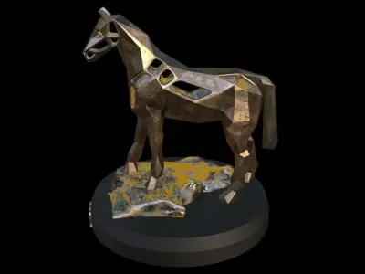 Steampunk Horse Rock Low-poly 3D model