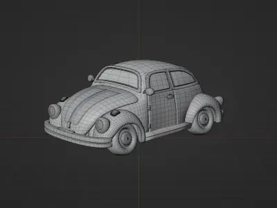Volkswagen Beetle Retro Car Cute Cartoon Style 3D model