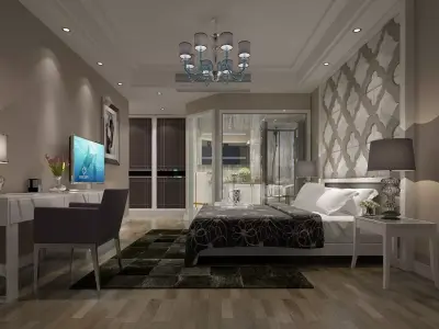 modern bedroom  Low-poly 3D model purchase