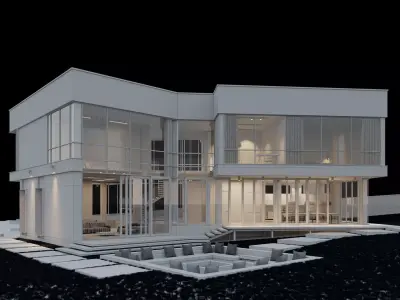 Modern house with furniture 3D model