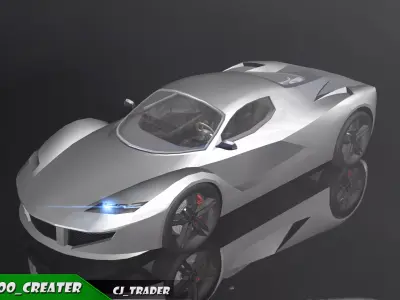 Lowpoly Ferrari Sport Race Car 3D Model Low-poly 3D model