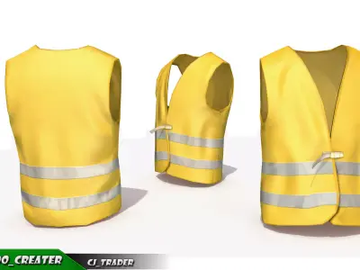 Worker Vest Yellow Safety Vest Lowpoly 3d model Low-poly 3D model