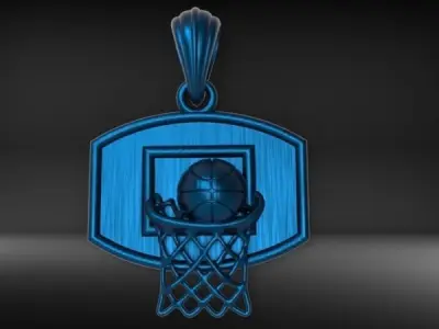 Basketball Hoop Pendant  Charm necklace jewelry 3D print model
