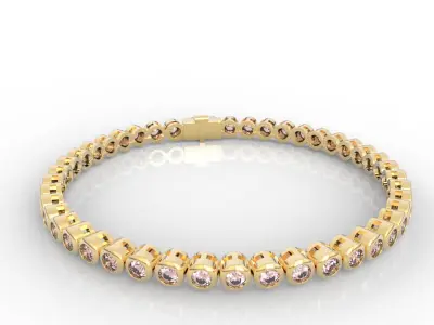 Bezel Set 5pt Carat Tennis Bracelet 3D print model