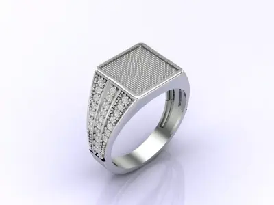Print Ready STL 3DM  Gents Rings Diamond Men Ring  3D print model 59