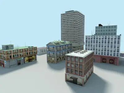 city buildings pack Low-poly 3D model