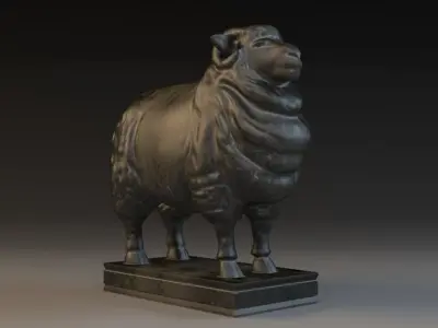 Ram bronze sheep sculpture animal 3D model
