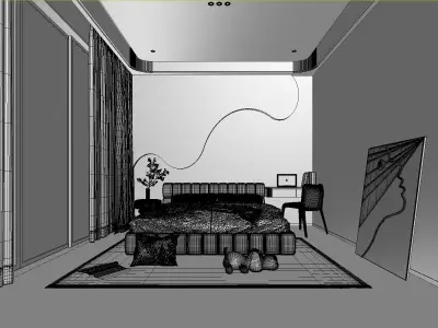 Modern Bedroom 3D Model 3D model