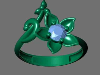 Womens Rings With Stone Ring Ready STL 3DM Models Rings women 3D print model 8