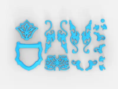 Set Heraldry Pattern 1 3D print model
