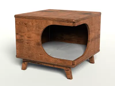 Wooden Cat House Furniture Low-poly 3D model