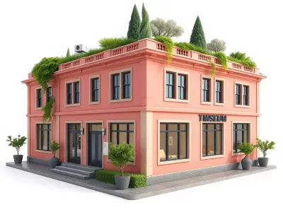 Modern Museum Building model pack Low-poly 3D model
