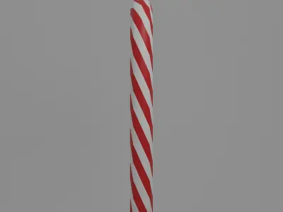 Stick candy red-white Low-poly 3D model