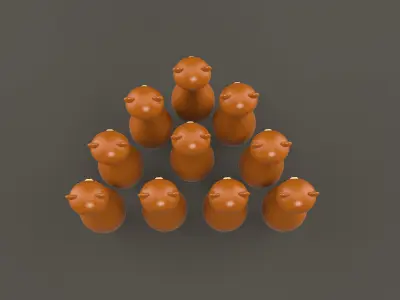 Cartoon Bear Bowling And Ball Bowling Low-poly 3D model