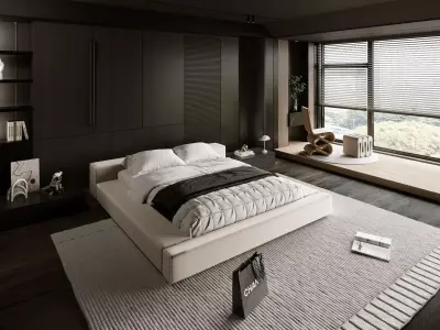 modern dark bedroom 3D model