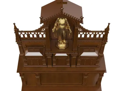wooden christian altar luxury golden statue of god 3D model