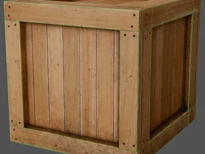 wooden box PBR Game-Ready Low-poly 3D model