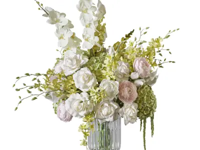 Flower Set 125 yellow orchids 3D model