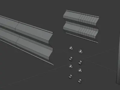 Pbr - Highway Set road with bridge Low-poly 3D model