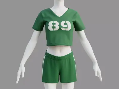 Womens t-shirt and shorts 3D model