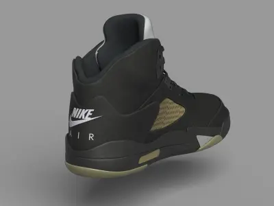 Nike Air Jordan 5 Retro Black Metallic 3D model