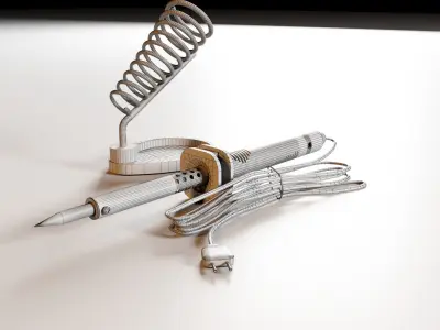 Iron Soldering with stand Low-poly 3D model