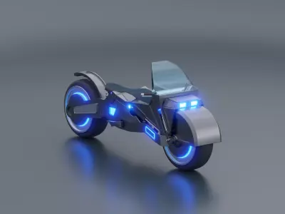 Motorcycle futuristic with lights Low-poly 3D model
