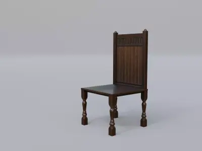 Chair wooden Low-poly 3D model