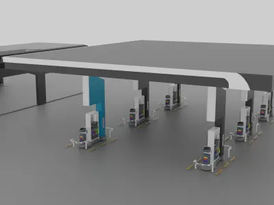 Gas Station Low-poly 3D model get
