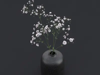 White Wild Flowers II 3D model