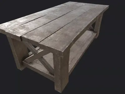 Wooden Table 2 PBR Low-poly 3D model