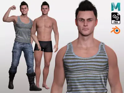 Realistic Male In Casual Outfit Survival - Sport Low-poly 3D model