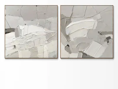 Plaster two square photo frames 48 Low-poly 3D model