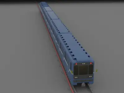 Metro station and train Low-poly 3D model