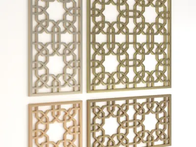Arabic Islamic pattern decorative gold plaster 3D model
