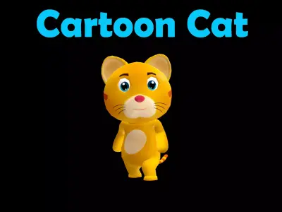 Cartoon Cat Animated Low-poly 3D model