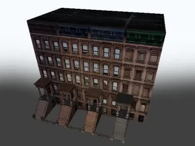 New York  Brownstone Free low-poly 3D model