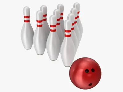 Bowling Ball and Pins Low-poly 3D model