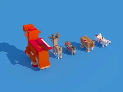 Low Poly Zombie Animals Crossy Road Low-poly 3D model