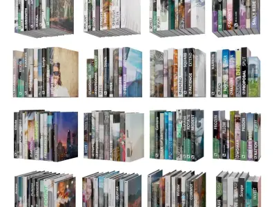 Books 150 pieces 1-9-2 Low-poly 3D model