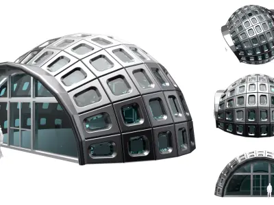 Dome Stand Alone Structure with Window Panels and entry doors 3D model