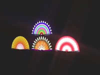 Another Colorful Decoration Fans collection Low-poly 3D model