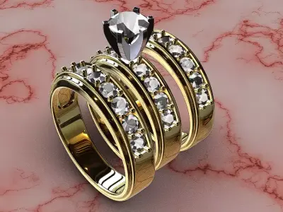 bridal set rings 3D print model