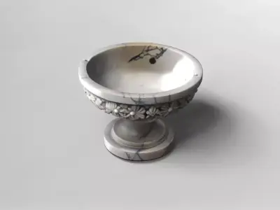 Ornate Marble Floral Pedestal Bowl 3D model