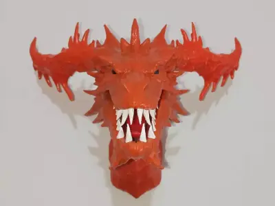 Dragon Bust Wall Decoration Multiparts Sculpture 3D print model