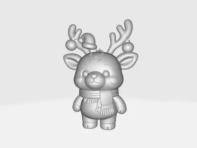 Cute Christmas Reindeer Figurine Adorable Holiday Deer  3D print model
