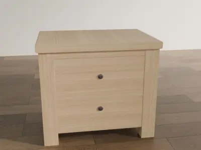 Classic Light Wood Nightstand Low-poly 3D model
