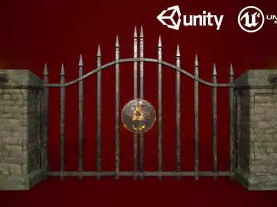 Medieval Big Garden Door Low-poly 3D model