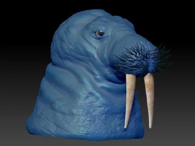 Walrus-Bust bust  Complete and Shared STL 3D  high polygon 3D print model