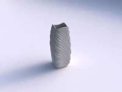 Vase rectangle with wavy extruded lines 2 3D print model